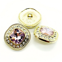 Boutons carrés en alliage de zinc poli, décoratifs, lavables, dorés, avec strass, pour la mode, vente en gros, différents modèles