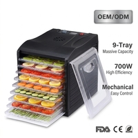 9-Tray RVS Klassieke Voedseldehydrator - 700W Turbo Power - Professionele Jerky & Fruitdroger - BPA Vrij - Huishoudelijk Gebruik