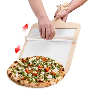 New Arrival 14inch Sliding Pizza Peel Pizza Transfers Perfect Pizza Spatula Paddle With Handle For Kitchen