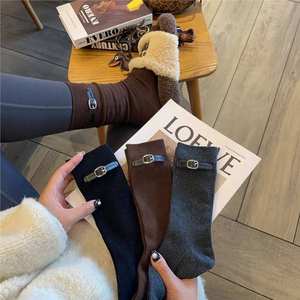 Calzini Casual alla Moda per Donna con Ricamo Pesante, Certificato CE, Clip per Giarrettiera, Stile Vintage Ins, Calzini a Metà Polpaccio - Product Image 3