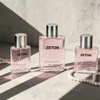 Flacon de parfum en verre plat rond vide de 30 ml/50 ml/100 ml avec bouchon argenté, logo personnalisé, 2 pulvérisateurs à pompe, sérigraphie cosmétique