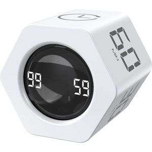 1/5/10/30/60min Hexagon <b>Desk</b> Flip Rotary Loop Productivity Timer Cube <b>Big</b> Screen Countdown Visual Pomodoro Timer for Kids - Product Image 1