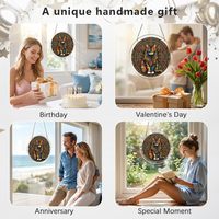 Kit de puzzle en acrylique personnalisé attrape-soleil Mandala Chat coloré Bohème, suspension de fenêtre en verre teinté, puzzle en forme de lame de scie