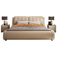 Wohn möbel für das Schlafzimmer weißes Leder gepolstert König aus gezeichnete bequeme moderne Doppel rahmen Aufbewahrung sbett für Erwachsene