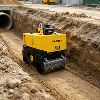 Rouleau compacteur à chenilles portable de 800 kg avec télécommande sans fil pour travaux de fondation, moteur essence/diesel