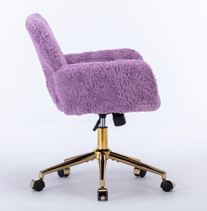 <span class=keywords><strong>Silla</strong></span> de oficina de diseño moderno para el hogar, <span class=keywords><strong>silla</strong></span> de <span class=keywords><strong>escritorio</strong></span> giratoria ajustable con base de Metal dorado con estilo de elevación de espuma de pelo de conejo Artificial - Product Image 5