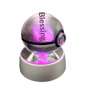 Boule de cristal lumineuse 3D gravée à l'intérieur, Pokémon Lycanroc (forme coucher de soleil), ornement transfrontalier, cadeau pour mariages - Product Image 5