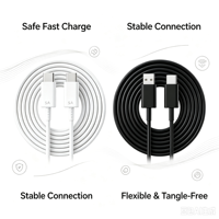 Kabel Pengisian Cepat 5A Tipe-C ke Tipe-C untuk Ponsel Pintar 1M Warna Hitam Putih 10 20 21 22 23 Harga Pabrik