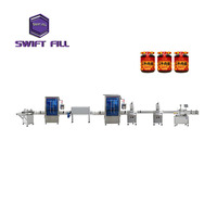 Ligne de production de remplissage de sauce barbecue et de boissons entièrement automatique à commande PLC, haute efficacité, intelligente, à 4 têtes, type piston, en verre