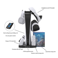 Support tout-en-1 pour console de jeu PS5 Stockage de refroidissement Chargement pour manette PS5 Chargeur avec casque suspendu Support PSVR