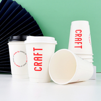 Gobelets à café jetables personnalisables en gros, à double paroi, en carton kraft, imprimés, pour café à emporter