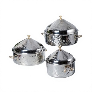 Ensemble de trois casseroles en acier inoxydable de qualité supérieure, faites à la main, style classique, vaisselle élégante - Product Image 1