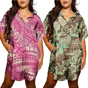Vestidos de isla personalizados privados al por mayor, ropa de mujer de talla grande, Vestido camisero de manga corta para mujer - Product Image 4