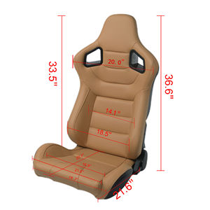 Sedile Auto Universale Regolabile in PVC <span class=keywords><strong>Beige</strong></span> per Auto Sportive e da Corsa - Product Image 5
