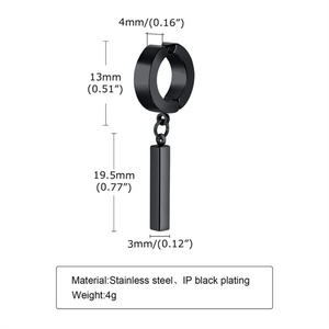 Fashion Fine Personalized Jewelry Stainless Steel Blank bar Charm <b>Hoop</b> <b>Earring</b> for Men - Product Image 5