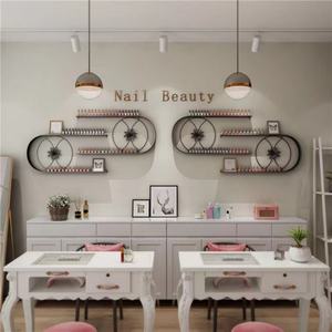 Support d'exposition pour salon de manucure, présentoir mural pour vernis à ongles avec éclairage et étagère - Product Image 5