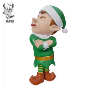 Statue de dessin animé de Noël elfe grandeur nature décor de vacances cadeau d'art en résine Statues en fibre de verre à vendre - Product Image 5