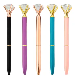 JPS OEM Stylo A Bille Novel Design Clear Diamond Crystal Rose Gold Rotating Ballpoint Pen