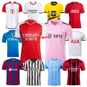 Camisa de futebol personalizada de secagem rápida, roupa de futebol para crianças, uniforme de futebol 23/24 com nome da equipe impresso, qualidade da Tailândia