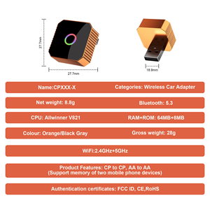 Adaptateur sans fil CarPlay Android Auto, système automobile intelligent, streaming musical, navigation, module portable USB Type-C, garantie 1 an - Product Image 5