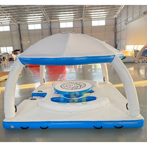 Dock flottant gonflable <span class=keywords><strong>d</strong></span>'île flottante <span class=keywords><strong>de</strong></span> loisirs <span class=keywords><strong>avec</strong></span> la tente sur le bateau gonflable <span class=keywords><strong>de</strong></span> partie gonflable <span class=keywords><strong>de</strong></span> plate-forme <span class=keywords><strong>d</strong></span>'eau - Product Image 2