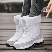 Bottines imperméables pour femmes, bottes de neige douces et chaudes avec doublure moelleuse, lacets, confortables, pour la randonnée en plein air, résistantes au froid hivernal