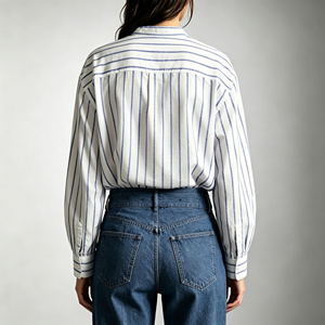 <span class=keywords><strong>Camicia</strong></span> in Lino Bianco Personalizzata <span class=keywords><strong>a</strong></span> Righe, Manica Lunga, Traspirante, Oversize, Essenziale per Donne, Chic e Pronta per il Lavoro - Product Image 4