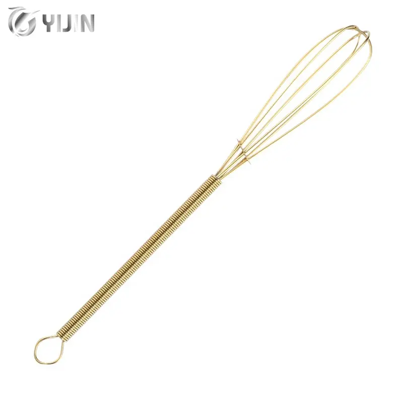 Bolo ferramenta mão manual creme mexendo ovo batedor ouro 19.5cm aço inoxidável mini whisker