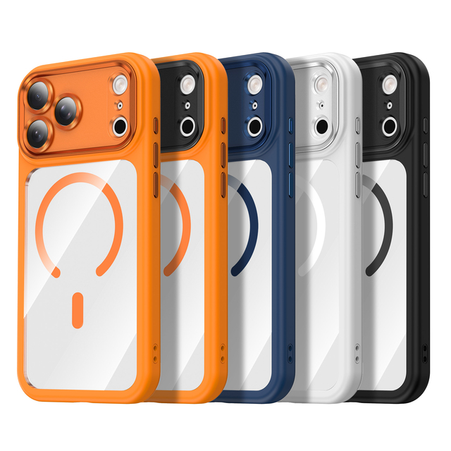 Saiboro Magnetic Metal Camera protection Phone case for iphone 18 Pro clear Wireless Charge Mobile case for iphone 17 16 15 Pro