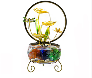 Creativo interior Zen decoración del hogar Metal hoja de loto relajación cascada fuentes jardín adornos para circulación fuente <span class=keywords><strong>agua</strong></span> - Product Image 5