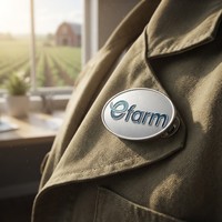 Großhandel Agri Brand Glitzer-Sand-Abzeichen, vergoldetes ovales E-Farm-Logo, Farm Tech Werbe- und Gedenk-Reversnadel