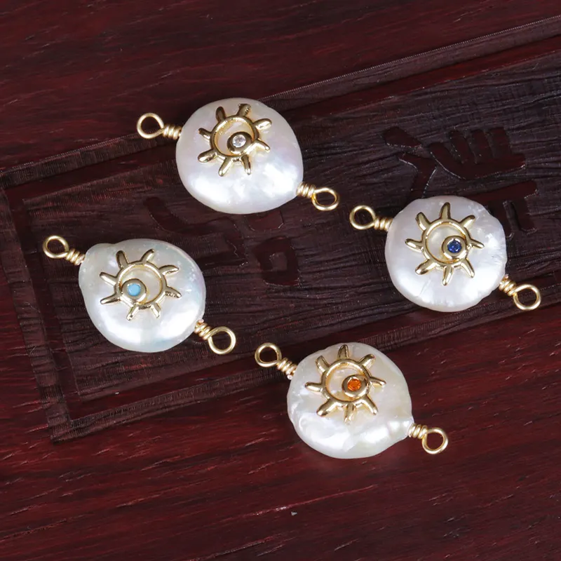 Bahan Buatan Tangan Mode Diy Gelang Aksesoris Membuat Perhiasan Manik-manik Mutiara Air Tawar Konektor Pesona