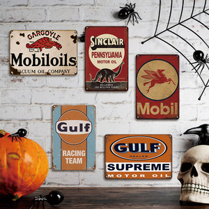 Plaque en métal vintage Mobil Gulf Sinclair Motor Oil, <span class=keywords><strong>d</strong></span>écor mural de <span class=keywords><strong>garage</strong></span>, gargoyle, concessionnaire, équipe de course rétro, man cave, plaque en étain - Product Image 3