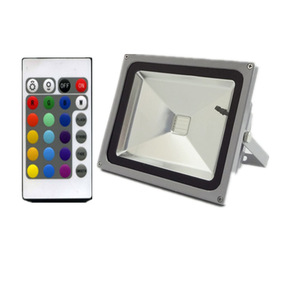 โคมไฟฟลัดไลท์ควบคุมด้วยรีโมต RGB 100W อะลูมิเนียมติดผนังกลางแจ้ง LED ให้แสงสว่างจ้า - Product Image 2