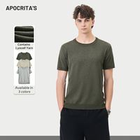 Chemise tricotée classique pour homme, couleur unie, col rond, manches courtes, tissu doux au toucher, vêtements de bureau et de trajet, vente en gros