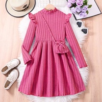 Robe de princesse en maille à manches longues avec dentelle épissée, nouvelle collection automne 2025 pour filles, vêtements pour enfants