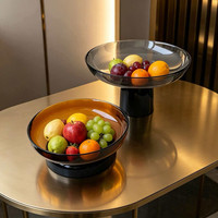 Plateau à fruits secs et desserts en verre, style minimaliste et luxueux, grand format, motif uni, pour la maison, le salon, la table basse