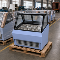-18 ° C à -22 ° Congélateur à refroidissement par ventilateur, vitrine commerciale autonome pour glaces et gelatos