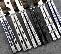 Couteau pliant d'entraînement Balisong non affûté, lame en acier inoxydable, couteau de poche EDC léger et portable, finition lisse
