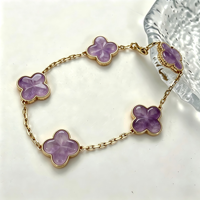 Bracelets en argent sterling 925 plaqué or Cleef, bijoux porte-bonheur trèfle à quatre feuilles, cadeau