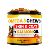 Friandises à mâcher pour la santé de la peau et du pelage des animaux avec huile de saumon, oméga-3, biotine, zinc – Favorise un pelage brillant, prévient la perte de poils – Compatible OEM/ODM