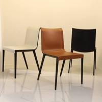 Chaise de salle à manger de style européen de luxe, en cuir pleine fleur moderne avec pieds en métal, pour la maison, l'hôtel, le café, l'appartement, mobilier de maison