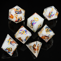 7 dés blancs Dragon à bords tranchants, ensemble polyédrique DND en résine faite à la main pour jeux de rôle de table Dungeons and Dragons