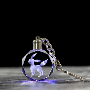 Nouveau design, adorable porte-clés LED en cristal 2D octogonal personnalisé - Product Image 1