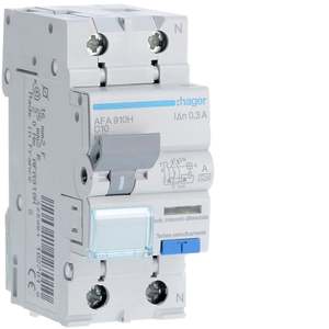 AFA910H Personalizzabile con Hagers RCBO 6000A 1P+N curva C 10A tipo A 300mA 2M - Product Image 1