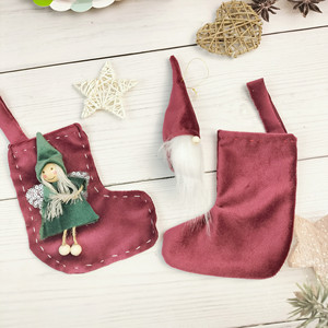 Hot Selling Christmas Home Decoration Supplies with <b>Angel</b> Stocking Velvet Christmas Stocking Mini Christmas Stocking Pattern - Product Image 3