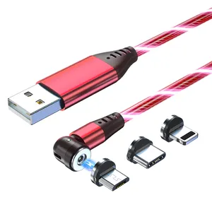 新款3合1彩色微型USB C电缆快速充电器适用于iphone 2.4A磁性电缆IOS C型磁性充电灯USB电缆