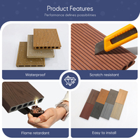 Revêtement de terrasse en composite WPC imperméable, brossé, rainuré, bois-plastique, antidérapant, pour piscine et jardin