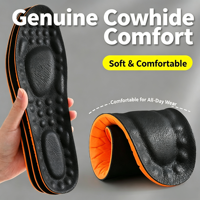 Semelles intérieures en cuir de vache véritable pour hommes et femmes, respirantes, déodorantes, souples, absorbant les chocs, pour chaussures de sport, pleine longueur