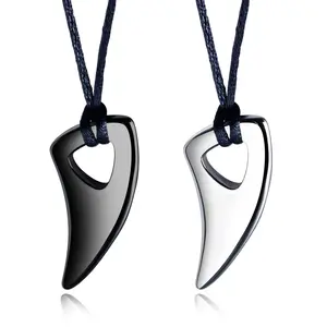 2024 Wholesale Hot selling titanium steel men personality friend tide actor pendant stainless steel wolf tooth necklace